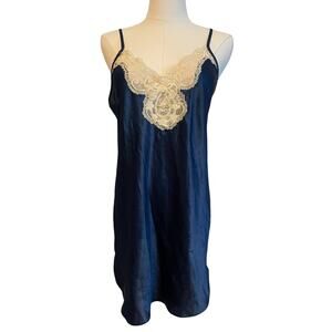 VTG California Dynasty Babydoll‎ Slip Dress Small Coquette Lace Trim Nightgown